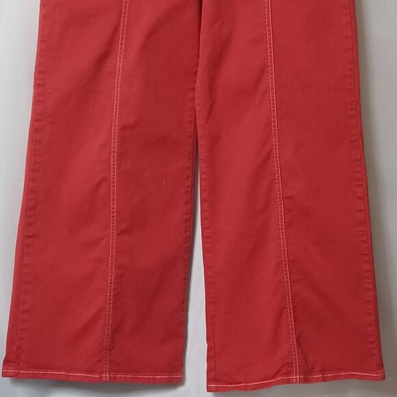 Anthropologie Maeve Red High-Rise Wide Leg Stretch Jeans. Size 32 - Picture 4 of 13